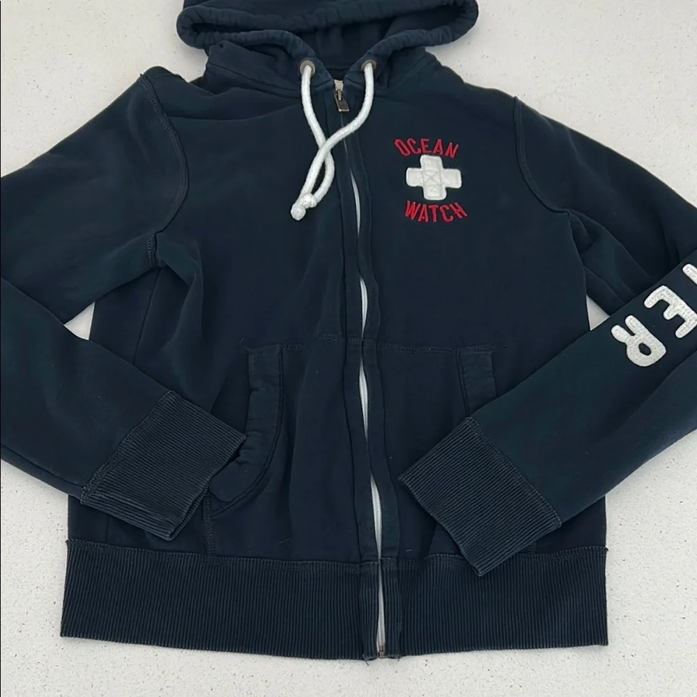 Hollister Navy Hoodie with Red Logo - Picture 1 of 8